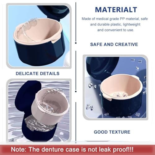 HASTHIP® Denture Case Bath Cup Box Holder Storage Soak Container with Strainer Basket for Travel Retainer Cleaning Blue Not Leakproof 3PCS HASTHIP® Denture Case Bath Cup Box Holder Storage Soak Container with Strainer Basket for Travel Retainer Cleaning Blue Not Leakproof 3PCS